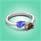 3 - Afra 1.50 ctw Tanzanite Pear Shape (7x5 mm) & Smoky Quartz Oval Shape (7x5 mm) Toi Et Moi Engagement Ring 