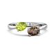 1 - Afra 1.55 ctw Peridot Pear Shape (7x5 mm) & Smoky Quartz Oval Shape (7x5 mm) Toi Et Moi Engagement Ring 