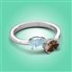 3 - Afra 1.35 ctw Aquamarine Pear Shape (7x5 mm) & Smoky Quartz Oval Shape (7x5 mm) Toi Et Moi Engagement Ring 