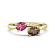 1 - Afra 1.45 ctw Pink Tourmaline Pear Shape (7x5 mm) & Smoky Quartz Oval Shape (7x5 mm) Toi Et Moi Engagement Ring 