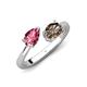 4 - Afra 1.45 ctw Pink Tourmaline Pear Shape (7x5 mm) & Smoky Quartz Oval Shape (7x5 mm) Toi Et Moi Engagement Ring 