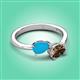 3 - Afra 1.10 ctw Turquoise Pear Shape (7x5 mm) & Smoky Quartz Oval Shape (7x5 mm) Toi Et Moi Engagement Ring 