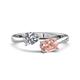 1 - Afra 1.50 ctw IGI Certified Lab Grown Diamond  Pear Shape (7x5 mm) & Morganite Oval Shape (7x5 mm) Toi Et Moi Engagement Ring 
