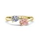 1 - Afra 1.50 ctw IGI Certified Lab Grown Diamond  Pear Shape (7x5 mm) & Morganite Oval Shape (7x5 mm) Toi Et Moi Engagement Ring 