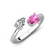 4 - Afra 1.80 ctw GIA Certified Natural Diamond  Pear Shape (7x5 mm) & Pink Sapphire Oval Shape (7x5 mm) Toi Et Moi Engagement Ring 
