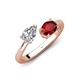 4 - Afra 1.75 ctw GIA Certified Natural Diamond  Pear Shape (7x5 mm) & Red Garnet Oval Shape (7x5 mm) Toi Et Moi Engagement Ring 