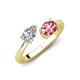 4 - Afra 1.65 ctw GIA Certified Natural Diamond  Pear Shape (7x5 mm) & Pink Tourmaline Oval Shape (7x5 mm) Toi Et Moi Engagement Ring 