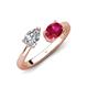 4 - Afra 1.70 ctw GIA Certified Natural Diamond  Pear Shape (7x5 mm) & Ruby Oval Shape (7x5 mm) Toi Et Moi Engagement Ring 