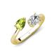 4 - Afra 1.65 ctw Peridot Pear Shape (7x5 mm) & Moissanite Oval Shape (7x5 mm) Toi Et Moi Engagement Ring 