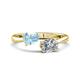 1 - Afra 1.45 ctw Aquamarine Pear Shape (7x5 mm) & Moissanite Oval Shape (7x5 mm) Toi Et Moi Engagement Ring 
