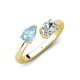 4 - Afra 1.45 ctw Aquamarine Pear Shape (7x5 mm) & Moissanite Oval Shape (7x5 mm) Toi Et Moi Engagement Ring 