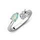 4 - Afra 1.20 ctw Opal Pear Shape (7x5 mm) & Moissanite Oval Shape (7x5 mm) Toi Et Moi Engagement Ring 