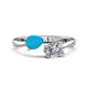 1 - Afra 1.20 ctw Turquoise Pear Shape (7x5 mm) & Moissanite Oval Shape (7x5 mm) Toi Et Moi Engagement Ring 