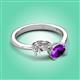 3 - Afra 1.47 ctw IGI Certified Lab Grown Diamond  Pear Shape (7x5 mm) & Amethyst Oval Shape (7x5 mm) Toi Et Moi Engagement Ring 