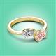 3 - Afra 1.50 ctw IGI Certified Lab Grown Diamond  Pear Shape (7x5 mm) & Morganite Oval Shape (7x5 mm) Toi Et Moi Engagement Ring 