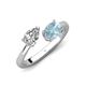 4 - Afra 1.47 ctw IGI Certified Lab Grown Diamond  Pear Shape (7x5 mm) & Aquamarine Oval Shape (7x5 mm) Toi Et Moi Engagement Ring 