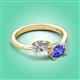 3 - Afra 1.60 ctw IGI Certified Lab Grown Diamond  Pear Shape (7x5 mm) & Tanzanite Oval Shape (7x5 mm) Toi Et Moi Engagement Ring 