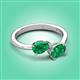3 - Afra 1.60 ctw Emerald Pear Shape (7x5 mm) & Emerald Oval Shape (7x5 mm) Toi Et Moi Engagement Ring 