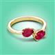 3 - Afra 1.85 ctw Ruby Pear Shape (7x5 mm) & Ruby Oval Shape (7x5 mm) Toi Et Moi Engagement Ring 