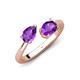 4 - Afra 1.37 ctw Amethyst Pear Shape (7x5 mm) & Amethyst Oval Shape (7x5 mm) Toi Et Moi Engagement Ring 