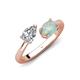 4 - Afra 1.25 ctw IGI Certified Lab Grown Diamond  Pear Shape (7x5 mm) & Opal Oval Shape (7x5 mm) Toi Et Moi Engagement Ring 