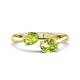 1 - Afra 1.70 ctw Peridot Pear Shape (7x5 mm) & Peridot Oval Shape (7x5 mm) Toi Et Moi Engagement Ring 