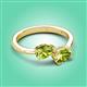3 - Afra 1.70 ctw Peridot Pear Shape (7x5 mm) & Peridot Oval Shape (7x5 mm) Toi Et Moi Engagement Ring 