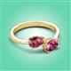 3 - Afra 1.55 ctw Pink Tourmaline Pear Shape (7x5 mm) & Pink Tourmaline Oval Shape (7x5 mm) Toi Et Moi Engagement Ring 