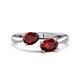 1 - Afra 1.85 ctw Red Garnet Pear Shape (7x5 mm) & Red Garnet Oval Shape (7x5 mm) Toi Et Moi Engagement Ring 