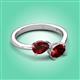 3 - Afra 1.85 ctw Red Garnet Pear Shape (7x5 mm) & Red Garnet Oval Shape (7x5 mm) Toi Et Moi Engagement Ring 