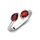 4 - Afra 1.85 ctw Red Garnet Pear Shape (7x5 mm) & Red Garnet Oval Shape (7x5 mm) Toi Et Moi Engagement Ring 