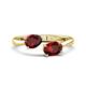 1 - Afra 1.85 ctw Red Garnet Pear Shape (7x5 mm) & Red Garnet Oval Shape (7x5 mm) Toi Et Moi Engagement Ring 