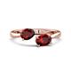 1 - Afra 1.85 ctw Red Garnet Pear Shape (7x5 mm) & Red Garnet Oval Shape (7x5 mm) Toi Et Moi Engagement Ring 