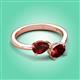 3 - Afra 1.85 ctw Red Garnet Pear Shape (7x5 mm) & Red Garnet Oval Shape (7x5 mm) Toi Et Moi Engagement Ring 