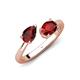 4 - Afra 1.85 ctw Red Garnet Pear Shape (7x5 mm) & Red Garnet Oval Shape (7x5 mm) Toi Et Moi Engagement Ring 