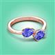 3 - Afra 1.60 ctw Tanzanite Pear Shape (7x5 mm) & Tanzanite Oval Shape (7x5 mm) Toi Et Moi Engagement Ring 