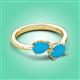 3 - Afra 1.05 ctw Turquoise Pear Shape (7x5 mm) & Turquoise Oval Shape (7x5 mm) Toi Et Moi Engagement Ring 