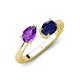 4 - Afra 1.55 ctw Amethyst Pear Shape (7x5 mm) & Blue Sapphire Oval Shape (7x5 mm) Toi Et Moi Engagement Ring 