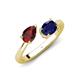 4 - Afra 1.80 ctw Red Garnet Pear Shape (7x5 mm) & Blue Sapphire Oval Shape (7x5 mm) Toi Et Moi Engagement Ring 