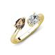 4 - Afra 1.45 ctw Smoky Quartz Pear Shape (7x5 mm) & GIA Certified Natural Diamond Oval Shape (7x5 mm) Toi Et Moi Engagement Ring 