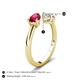 5 - Afra 1.95 ctw Ruby Pear Shape (7x5 mm) & White Sapphire Oval Shape (7x5 mm) Toi Et Moi Engagement Ring 