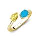4 - Afra 1.60 ctw Yellow Sapphire Pear Shape (7x5 mm) & Turquoise Oval Shape (7x5 mm) Toi Et Moi Engagement Ring 
