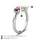 5 - Afra 1.80 ctw Rhodolite Garnet Pear Shape (7x5 mm) & Peridot Oval Shape (7x5 mm) Toi Et Moi Engagement Ring 