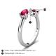 5 - Afra 1.95 ctw Ruby Pear Shape (7x5 mm) & Rhodolite Garnet Oval Shape (7x5 mm) Toi Et Moi Engagement Ring 