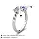 5 - Afra 1.60 ctw IGI Certified Lab Grown Diamond  Pear Shape (7x5 mm) & Tanzanite Oval Shape (7x5 mm) Toi Et Moi Engagement Ring 
