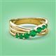 3 - Miesha 0.39 ctw Emerald Crossover 7 Stone Wedding Band 