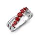 4 - Miesha 0.59 ctw Red Garnet Crossover 7 Stone Wedding Band 