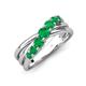 4 - Miesha 0.39 ctw Emerald Crossover 7 Stone Wedding Band 