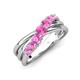 4 - Miesha 0.53 ctw Pink Sapphire Crossover 7 Stone Wedding Band 