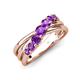 4 - Miesha 0.39 ctw Amethyst Crossover 7 Stone Wedding Band 